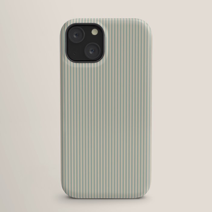Ultra Fine Stripes Vertical Minimalist Pattern in Light Celadon Blue Green and Cream iPhone Case Gallery Image 17