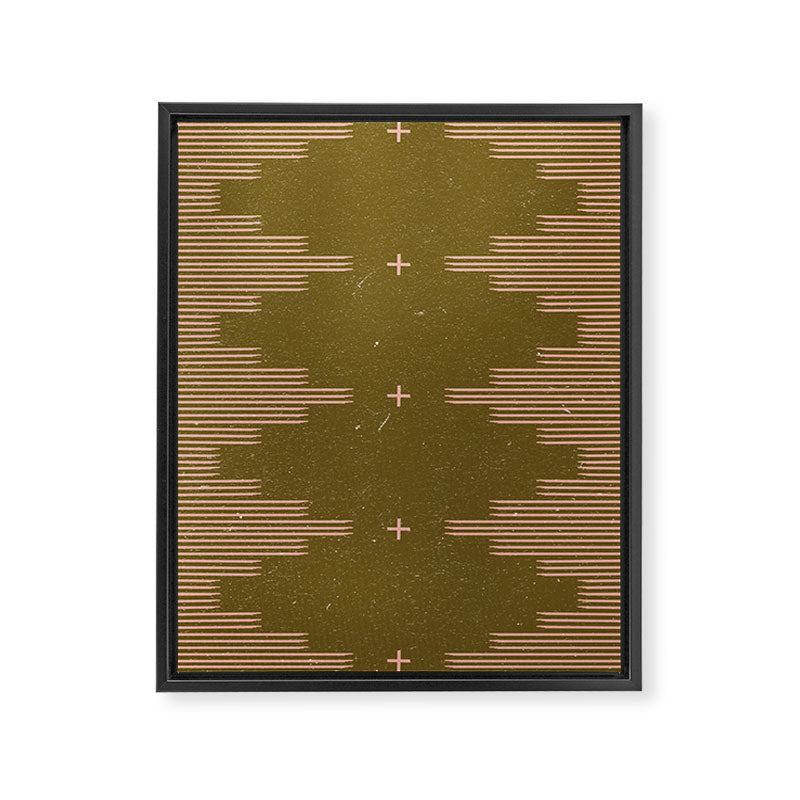 Southwestern Minimalist Retro Green & Pink Framed Canvas Print Gallery Image 4