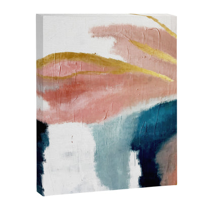 Exhale: a pretty, minimal, acrylic piece in pinks, blues, and gold Canvas Print Gallery Image 3