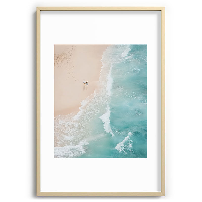 Couple on the Pastel Shore - Aerial Coastal Print Framed Art Print Gallery Image 74