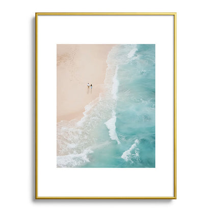 Couple on the Pastel Shore - Aerial Coastal Print Framed Art Print Gallery Image 92