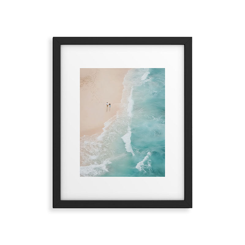 Couple on the Pastel Shore - Aerial Coastal Print Framed Art Print Gallery Image 1