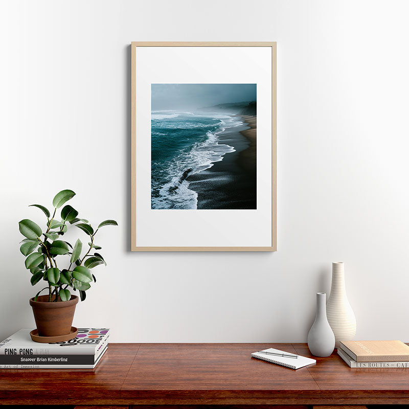 Misty Shoreline - Moody Ocean Photography Print Framed Art Print Gallery Image 20