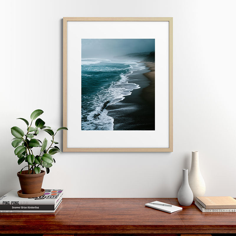 Misty Shoreline - Moody Ocean Photography Print Framed Art Print Gallery Image 49