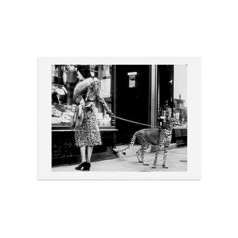 Woman Walking Pet Cheetah in London, 1939 Art Print Gallery Image 7