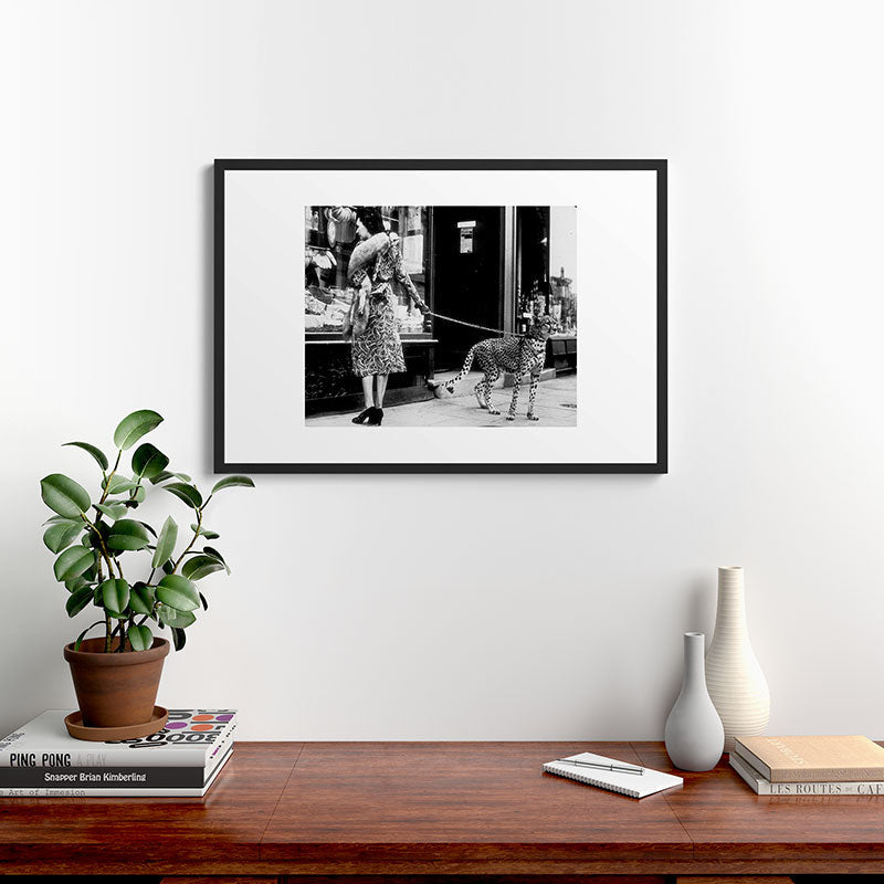 Woman Walking Pet Cheetah in London, 1939 Framed Art Print Gallery Image 6