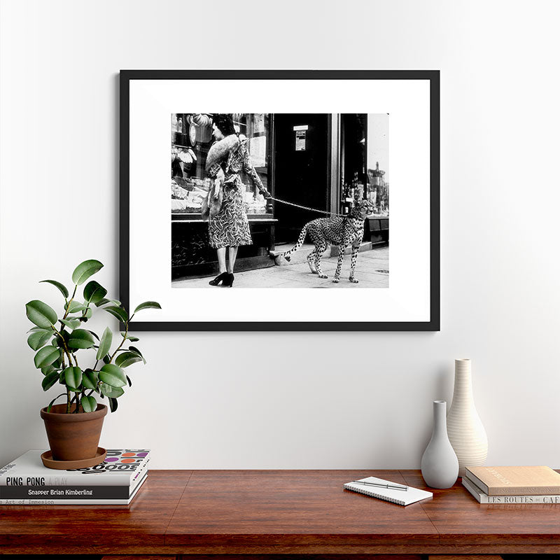 Woman Walking Pet Cheetah in London, 1939 Framed Art Print Gallery Image 35