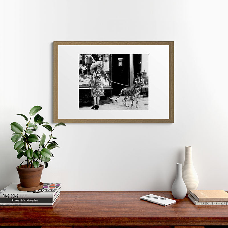 Woman Walking Pet Cheetah in London, 1939 Framed Art Print Gallery Image 48