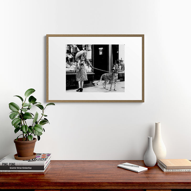 Woman Walking Pet Cheetah in London, 1939 Framed Art Print Gallery Image 13
