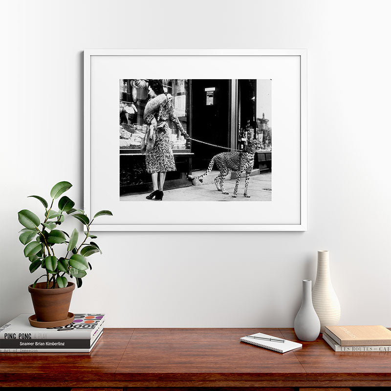 Woman Walking Pet Cheetah in London, 1939 Framed Art Print Gallery Image 56
