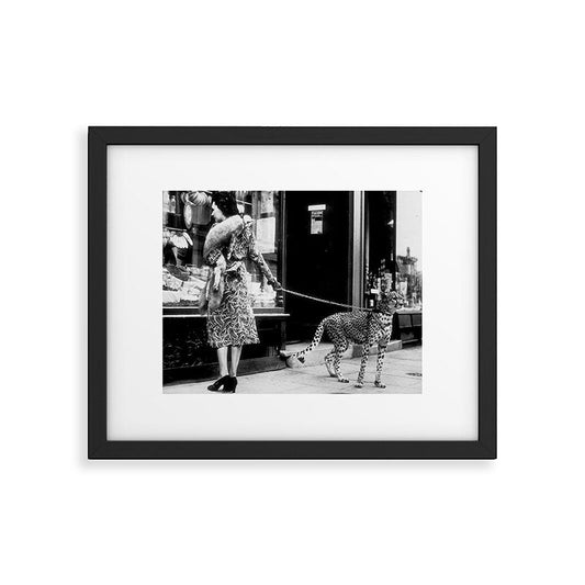 Woman Walking Pet Cheetah in London, 1939 Framed Art Print Gallery Image 2