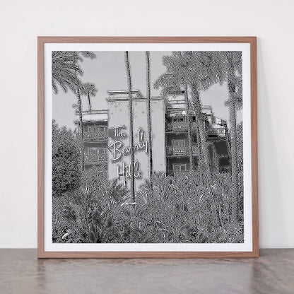 Beverly Hills Hotel, California black and white photograph / black and white photography Framed Art Print Gallery Image 66