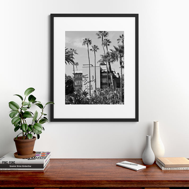 Beverly Hills Hotel, California black and white photograph / black and white photography Framed Art Print Gallery Image 48