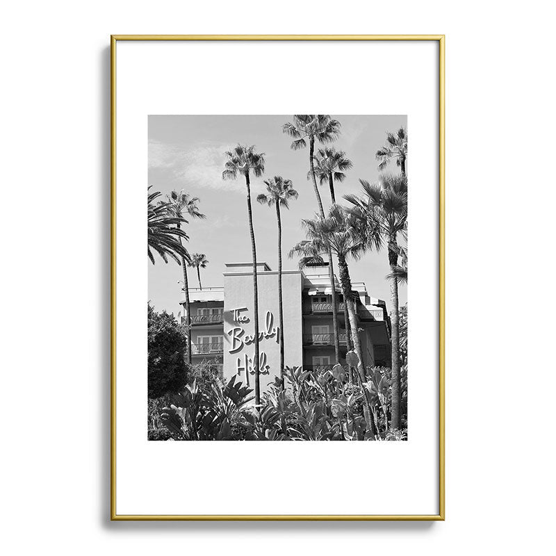 Beverly Hills Hotel, California black and white photograph / black and white photography Framed Art Print Gallery Image 123