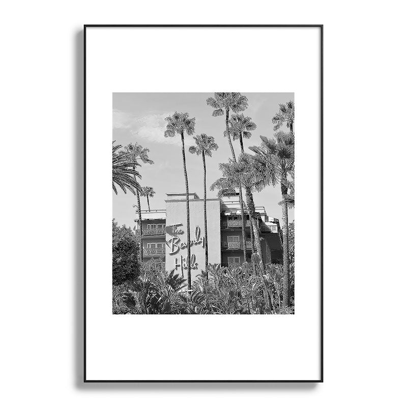 Beverly Hills Hotel, California black and white photograph / black and white photography Framed Art Print Gallery Image 117