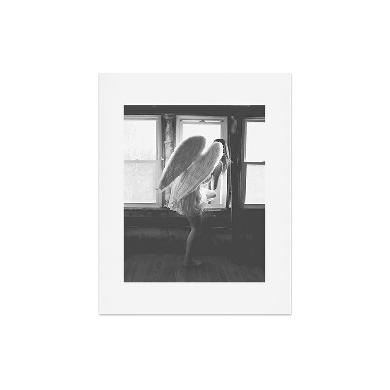 Caught Her Sneaking Out the Bathroom Window female angel black and white photograph - photography - photographs wall decor Art Print Gallery Image 5