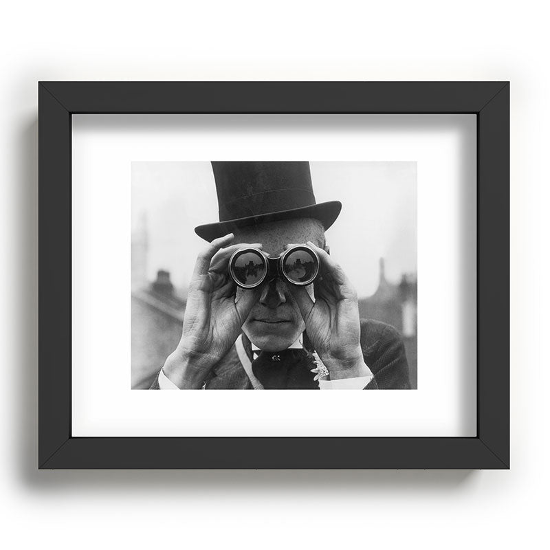 Derby Spectator watching ponies with opera glasses black and white photograph - photography - photographs Framed Art Print Gallery Image 80