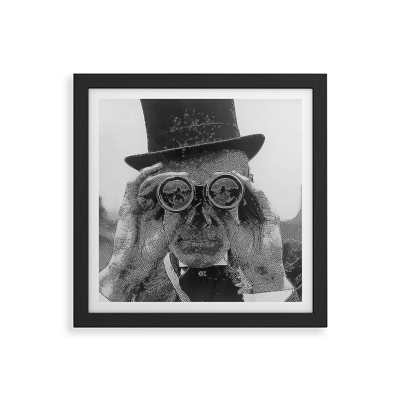 Derby Spectator watching ponies with opera glasses black and white photograph - photography - photographs Framed Art Print Gallery Image 50