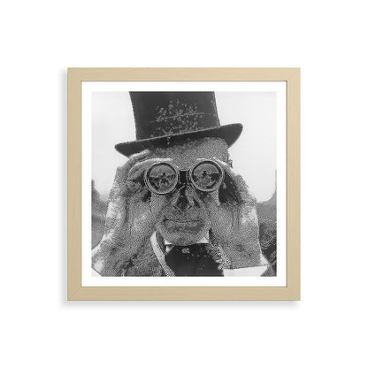 Derby Spectator watching ponies with opera glasses black and white photograph - photography - photographs Framed Art Print Gallery Image 71