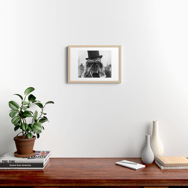 Derby Spectator watching ponies with opera glasses black and white photograph - photography - photographs Framed Art Print Gallery Image 23