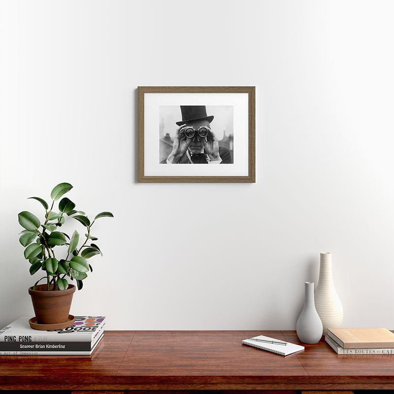 Derby Spectator watching ponies with opera glasses black and white photograph - photography - photographs Framed Art Print Gallery Image 53