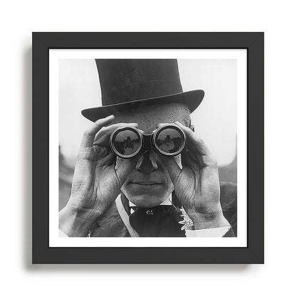 Derby Spectator watching ponies with opera glasses black and white photograph - photography - photographs Framed Art Print Gallery Image 2