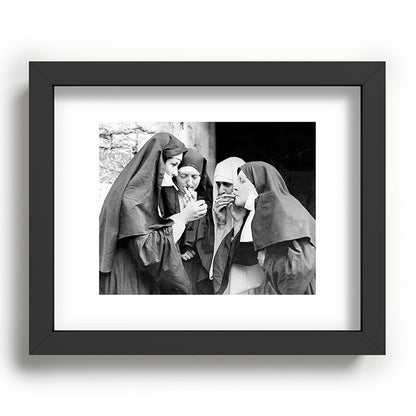 Nuns smoking black and white photograph - photography - photographs portrait for home and wall decor Framed Art Print Gallery Image 78