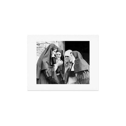 Nuns smoking black and white photograph - photography - photographs portrait for home and wall decor Art Print Gallery Image 3
