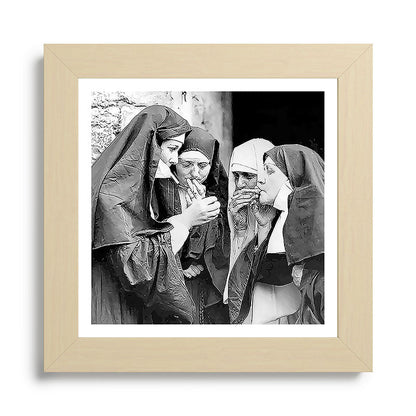 Nuns smoking black and white photograph - photography - photographs portrait for home and wall decor Framed Art Print Gallery Image 68