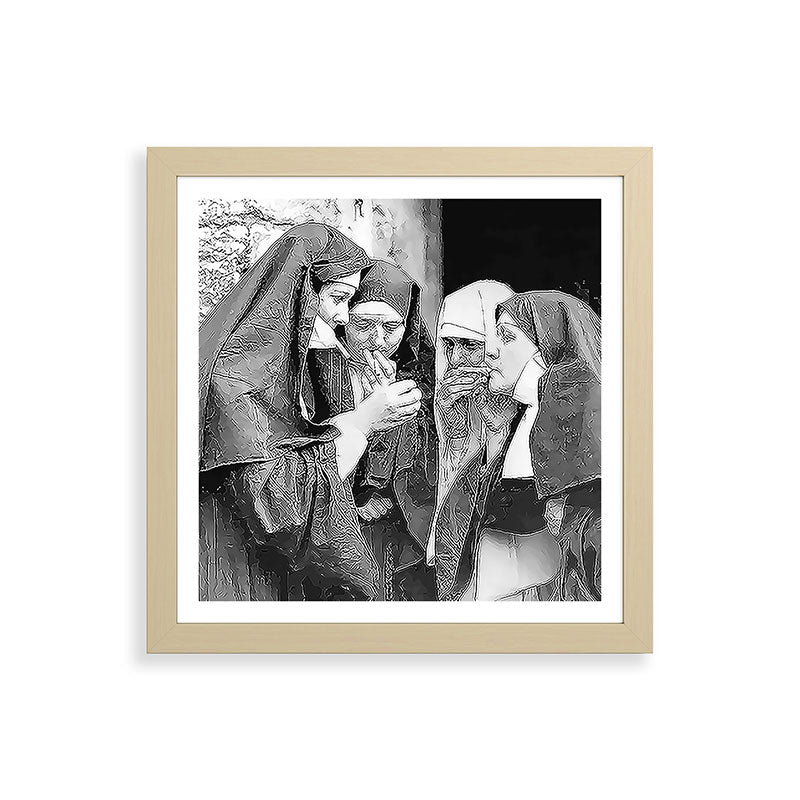 Nuns smoking black and white photograph - photography - photographs portrait for home and wall decor Framed Art Print Gallery Image 71