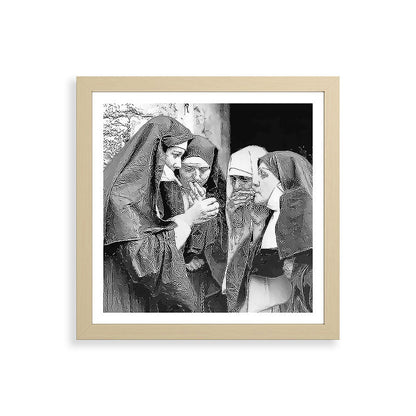Nuns smoking black and white photograph - photography - photographs portrait for home and wall decor Framed Art Print Gallery Image 71