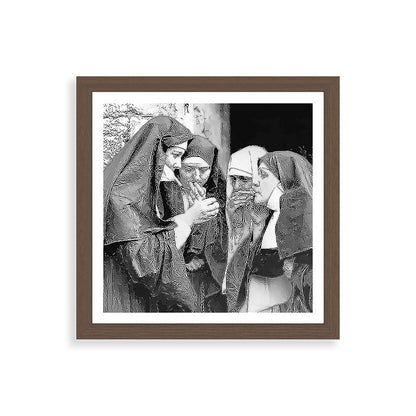 Nuns smoking black and white photograph - photography - photographs portrait for home and wall decor Framed Art Print Gallery Image 60