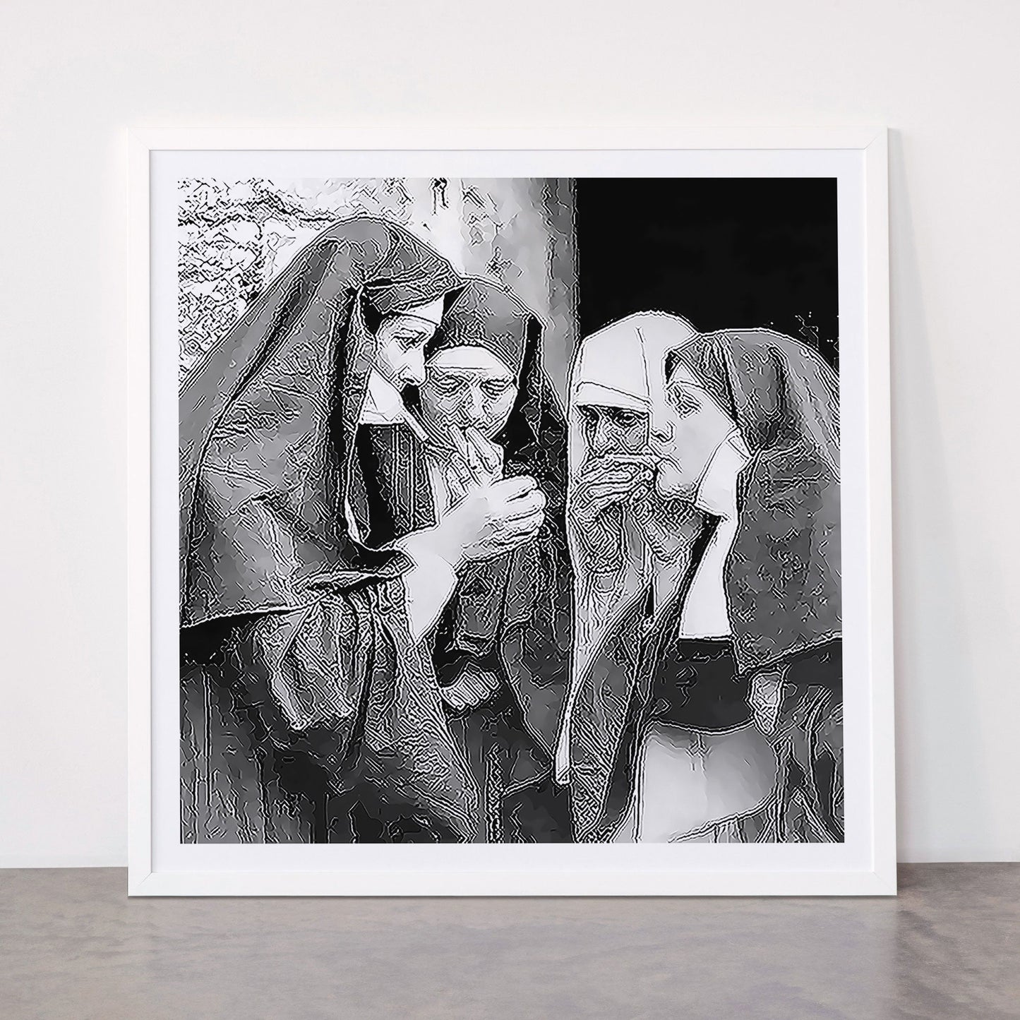 Nuns smoking black and white photograph - photography - photographs portrait for home and wall decor Framed Art Print Gallery Image 87