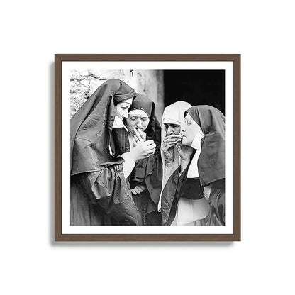 Nuns smoking black and white photograph - photography - photographs portrait for home and wall decor Framed Art Print Gallery Image 17