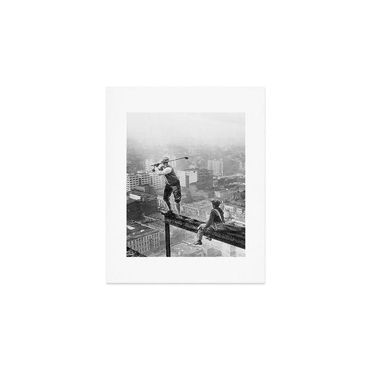 Tough Par Four - Golf Game at 1000 feet black and white photograph Art Print Gallery Image 1