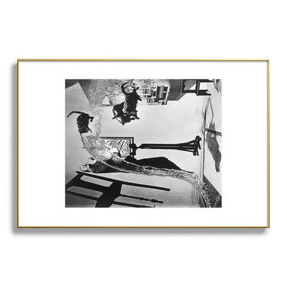 Dalí Atomicus, Salvador Dali painting with flying cats and water spurts surrealism / surrealist black and white photograph / photography by Philippe Halsman Framed Art Print Gallery Image 127