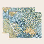 Modern Floral Prints, Teal and Yellow Placemat Gallery Image 1