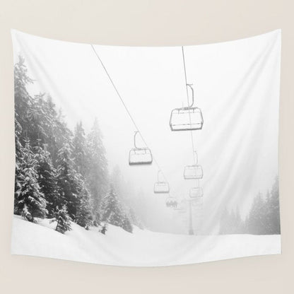Ski Gondolas - Ski Lift Wall Tapestry Gallery Image 2