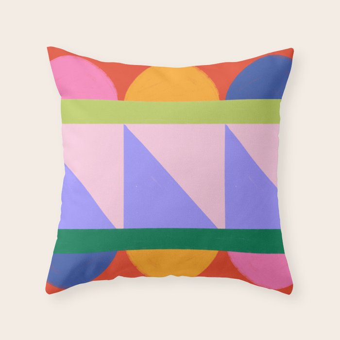 Folk Art Color Block Throw Pillow Gallery Image 3
