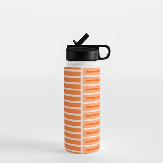 Orange Geometric Block Stripes Pattern Water Bottle Gallery Image 1