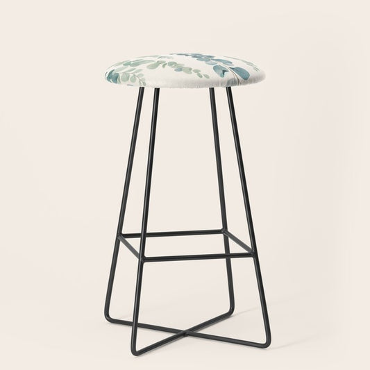 Watercolor Eucalyptus Leaves Stool Gallery Image 1