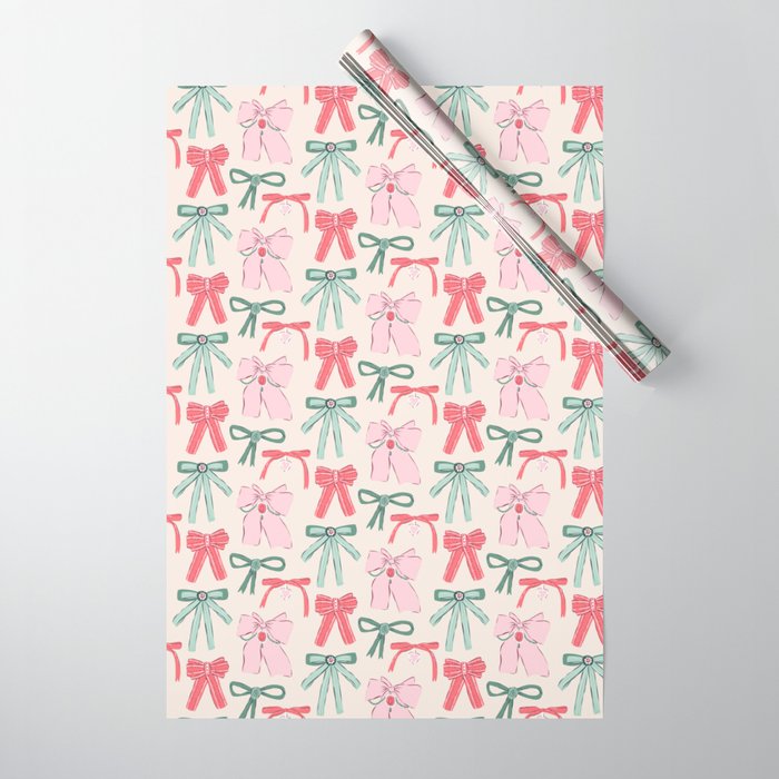 Fancy Christmas Ribbons and Bows Wrapping Paper Gallery Image 1