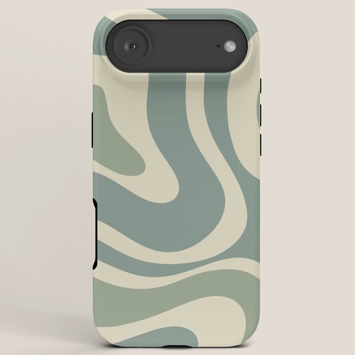 Modern Retro Liquid Swirl Abstract in Eucalyptus Green iPhone Case Gallery Image 6