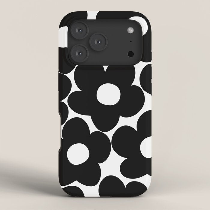 Black & White Retro Daisies #1 #decor #art #society6 iPhone Case Gallery Image 3