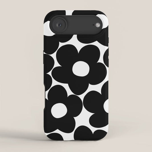 Black & White Retro Daisies #1 #decor #art #society6 iPhone Case Gallery Image 2