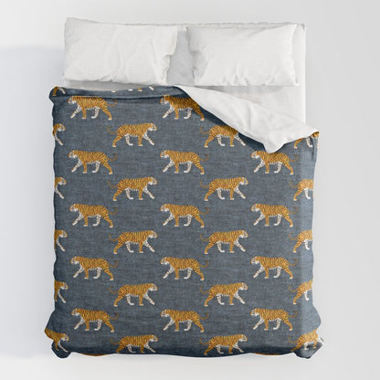 walking tigers - blue Duvet Cover Gallery Image 2