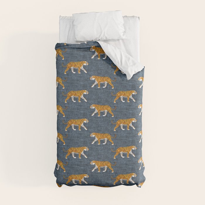 walking tigers - blue Duvet Cover Gallery Image 4