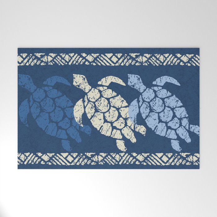 Honu Sea Turtle Hawaiian Tapa Welcome Mat Gallery Image 1