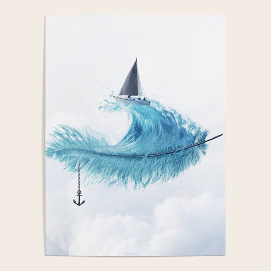Water Feather â¢ Blue Feather I Poster Gallery Image 2