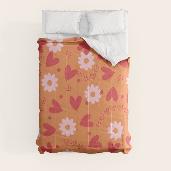 Hearts and Flowers on Orange Comforter Gallery Image 8